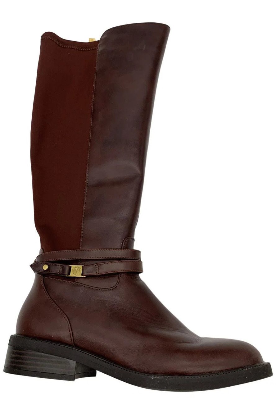 Vince Camuto Women's Amabel Wide Calf Leather Tall Boot Mahogany - Medium